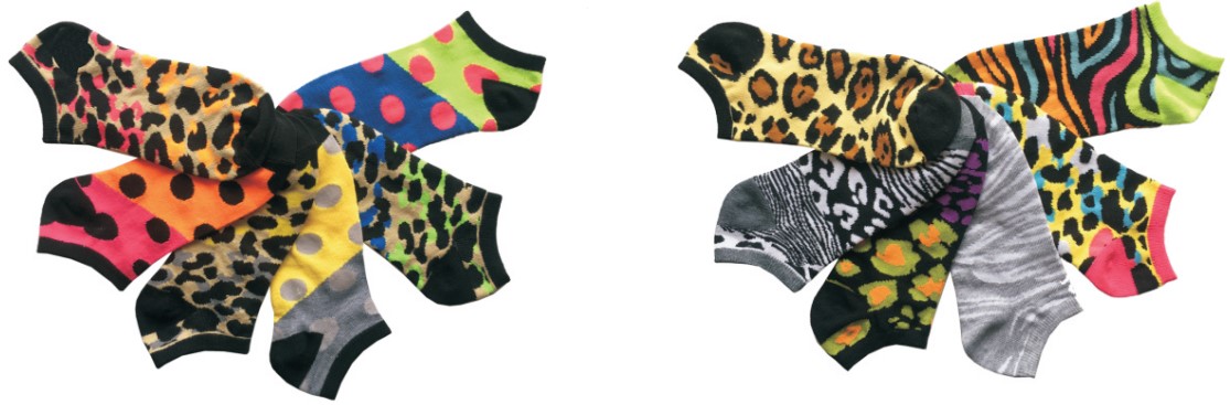 Women's Low Cut Novelty Socks - Polka Dots & ANIMAL Print - Size 9-11 - 6-Pair Packs