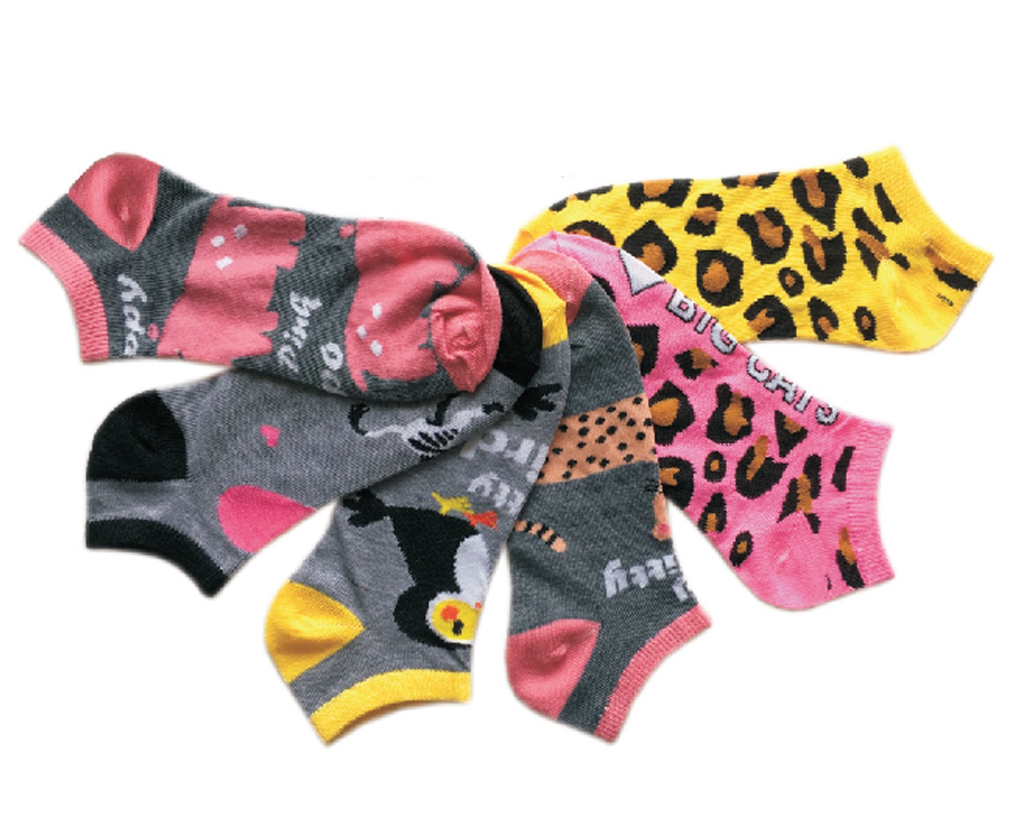 Women's Low Cut Novelty Socks - Leopard & ANIMAL Print - Size 9-11 - 6-Pair Packs