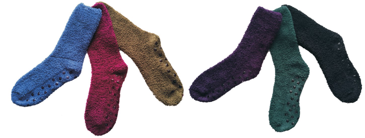 Women's Fuzzy Crew SOCKS w/ Non-Skid Grips - Solid Colors - Size 9-11