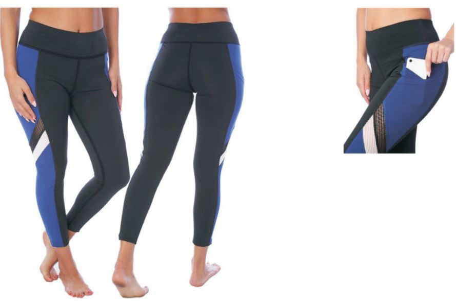 Women's capri leggings Size L BSP Better Sports Performance media pockets  blue
