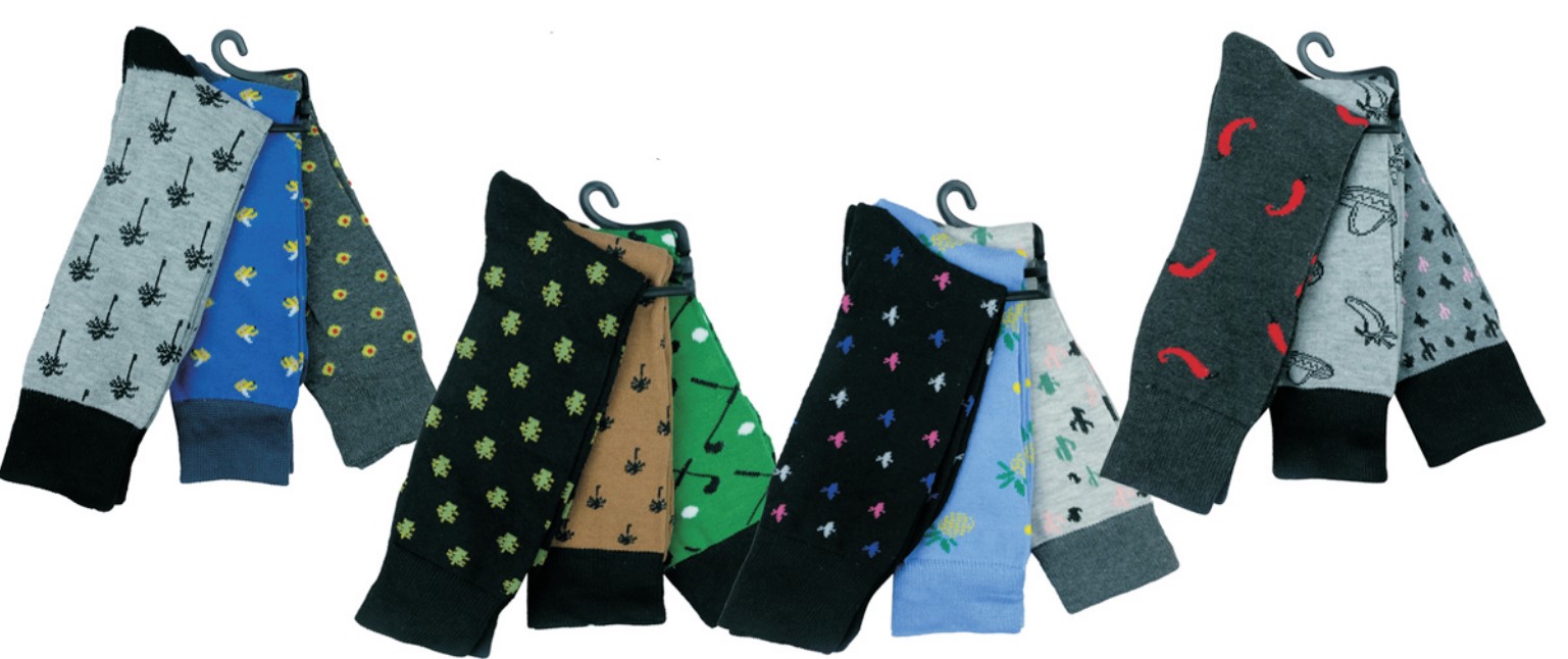 Men's Designer Printed Dress SOCKS - Vacation Prints - Size 10-13 - 3-Pair Packs