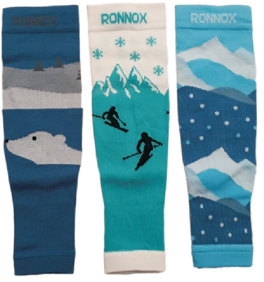 Men's Compression Tube SOCKS - Sizes Small-XL - Polar Ski Winter Prints