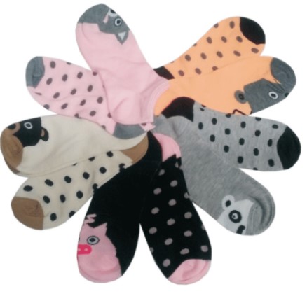 Women's No Show Novelty Socks - Polka Dots & ANIMALs - 10-Pair Packs - Size 9-11