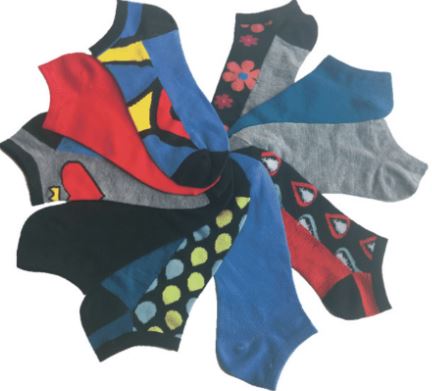 Women's No Show Novelty SOCKS - Assorted Prints - 10-Pair Packs - Size 9-11