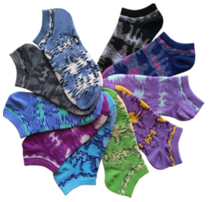 Women's Graphic No-Show SOCKS - Tie Dye Theme - 10-Pair Packs