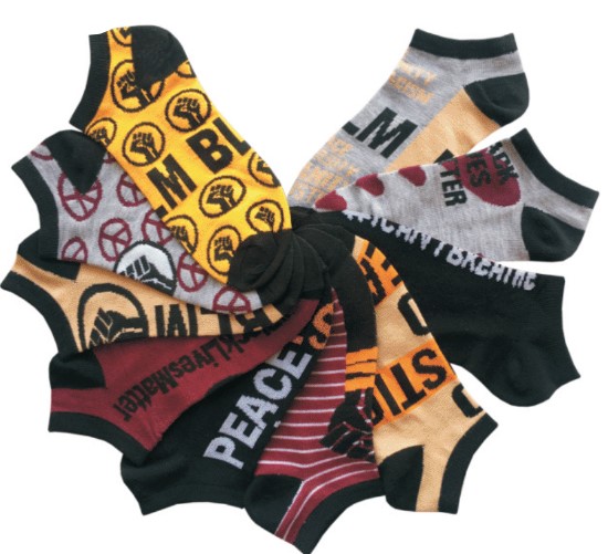 Women's No Show Novelty SOCKS - BLM Movement Print - 10-Pair Packs - Size 9-11