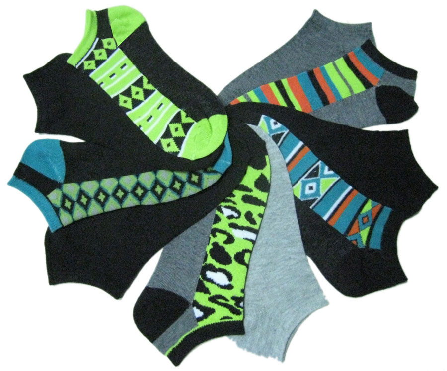 Women's No Show Novelty SOCKS - Assorted Patterns - 10-Pair Packs - Size 9-11