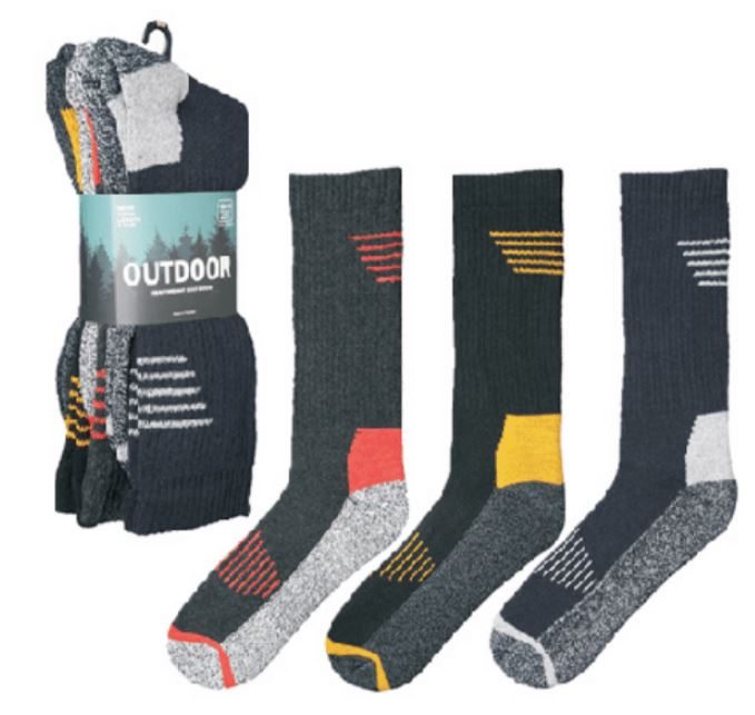 Men's Outdoor Heavy Duty Hiking Boot SOCKS - Athletic Two Tone Stripe - 3-Pair Packs