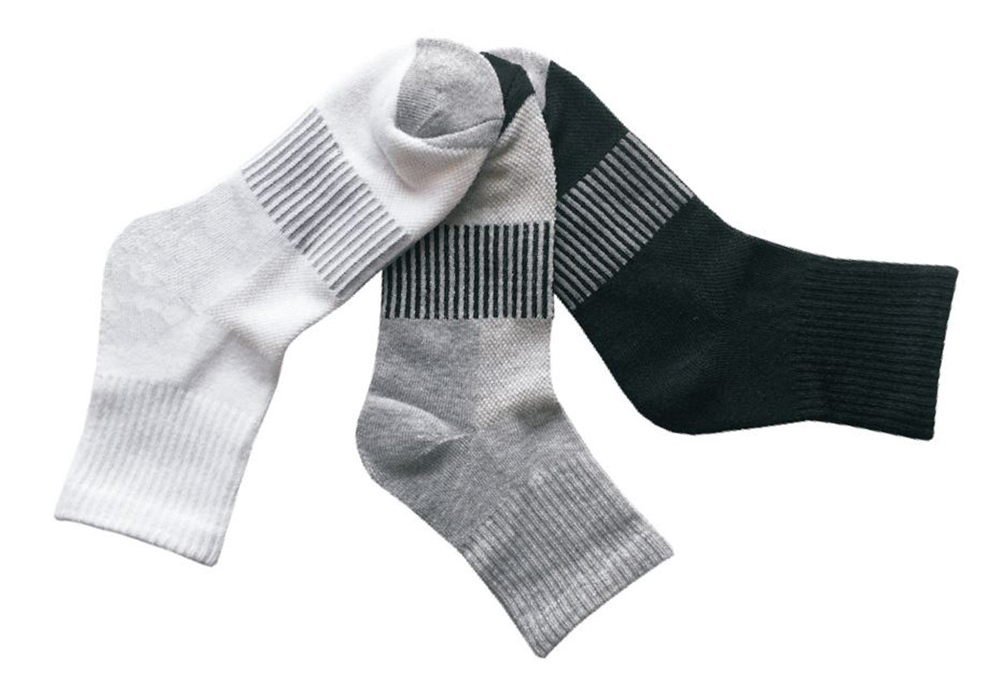 Women's Quarter-Length Cushioned Ankle SOCKS w/ Stripes - 3-Pair Packs