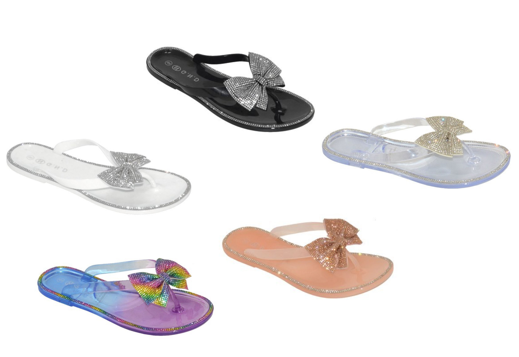 Women's Flip Flop Thong Sandals w/ Embroidered Glitter Ribon Bow - Choose Your Size(s) & Color(s)