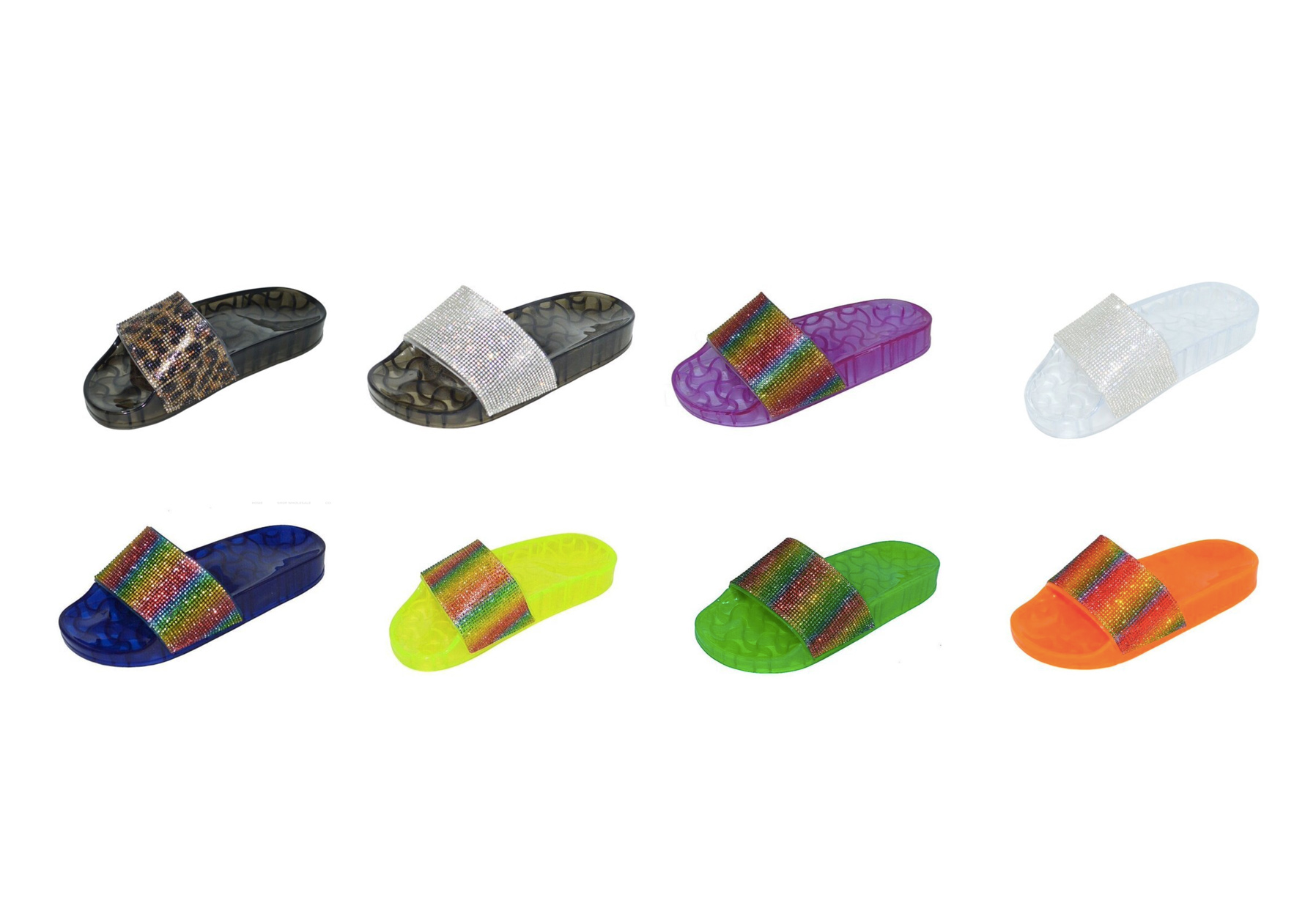 Women's Barbados Slide Sandals w/ Embroidered Rhinestones & Transparent Soft Footbed - Choose Your S