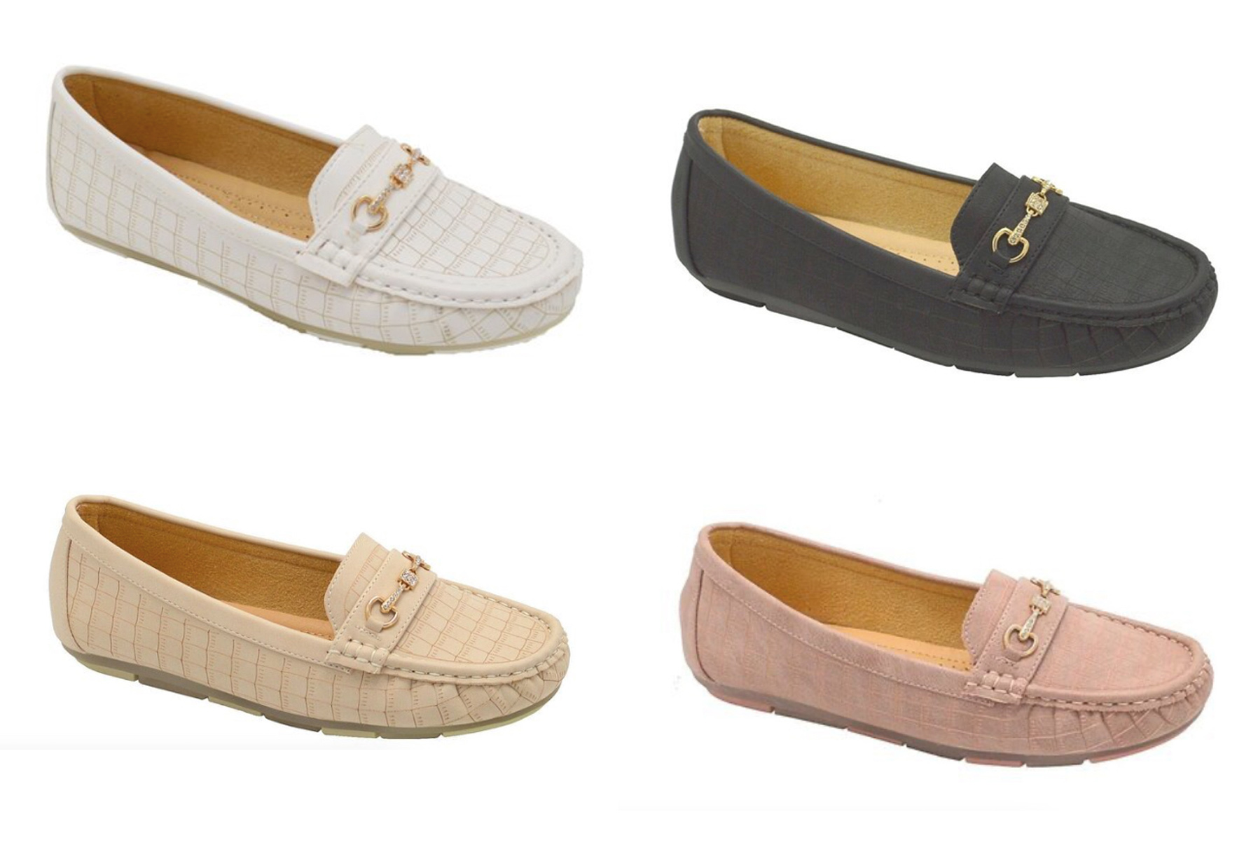 Women's Moccasin Shoes w/ Embroidered Chic Buckle Charm & Soft Footbed - Choose Your Size(s) & Color