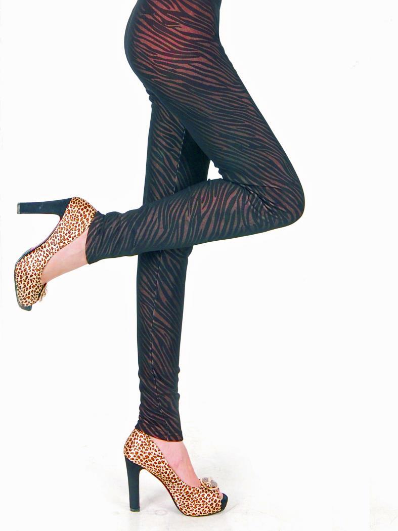 Women's Fashion Leggings - Dark Zebra ANIMAL Print