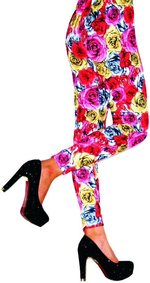 Women's Fashion LEGGINGS - Rose Floral Print