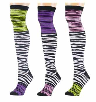 Women's Over the Knee Socks - Zebra Print - Size 9-11