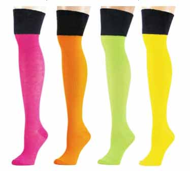 Women's Over the Knee Socks w/ Fur Trim - Assorted Neon Colors