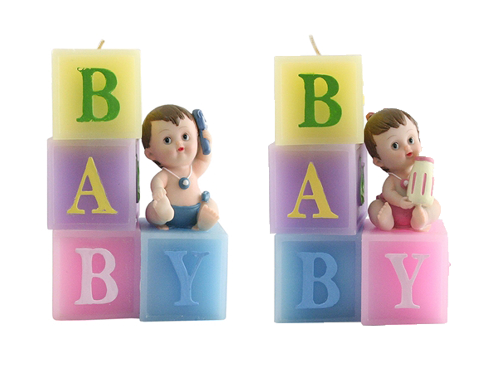 ''6'''' Baby Sitting on Toy Blocks CANDLES - Choose Your Color(s)''