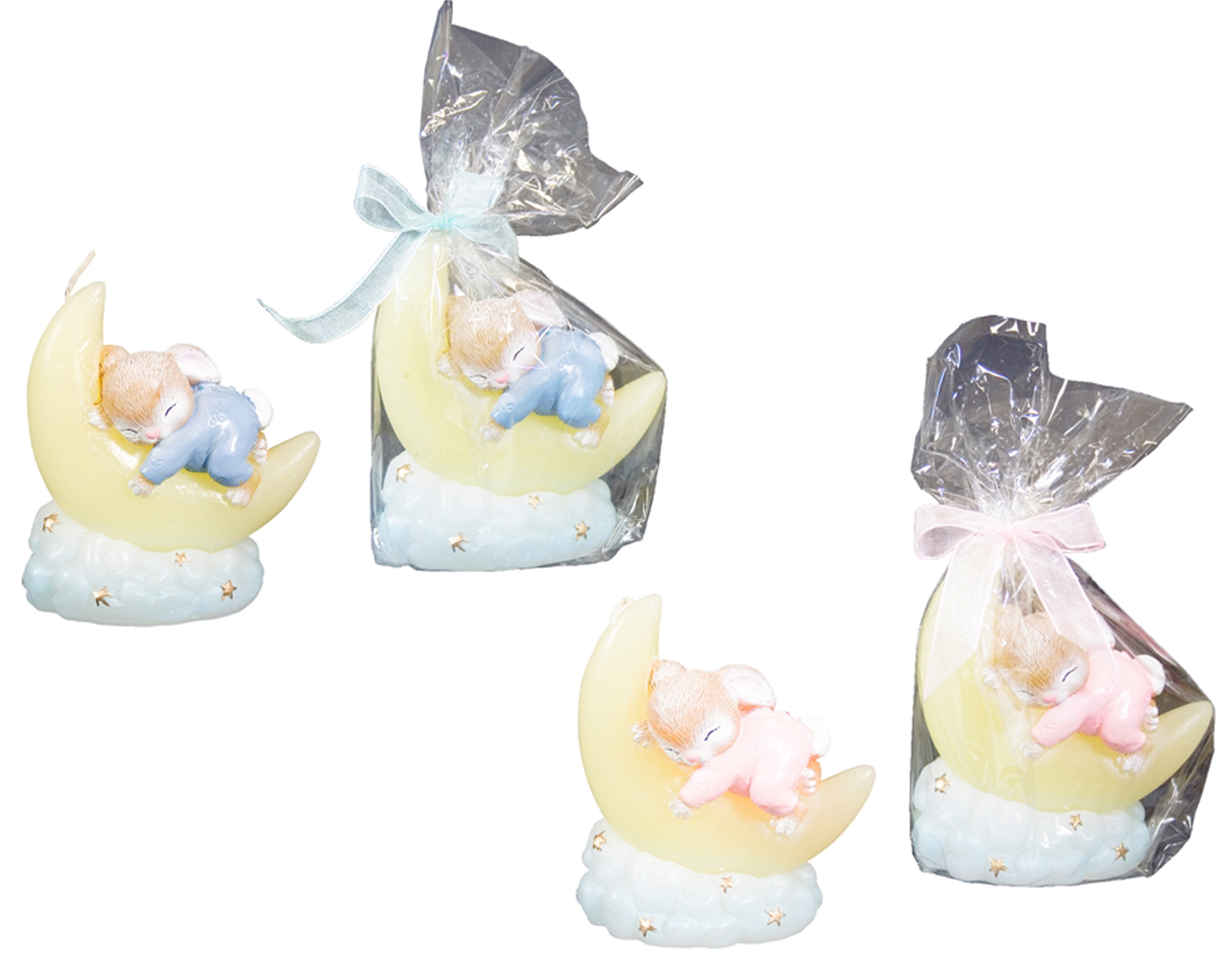 Baby Rabbit Sleeping on Half Moon CANDLEs - Choose Your Color(s)