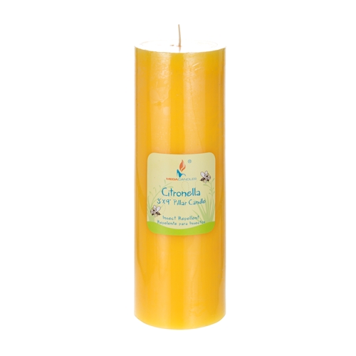 ''3'''' x 9'''' Round Insect Repelling Citronella Pillar CANDLES - Choose Your Color(s)''