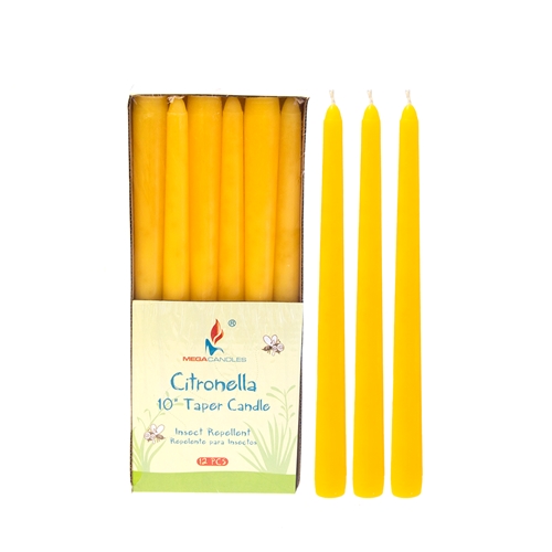 ''10'''' Insect Repelling Citronella TAPER CANDLEs w/ Designer Box - 12-Pack - Choose Your Color(s)''