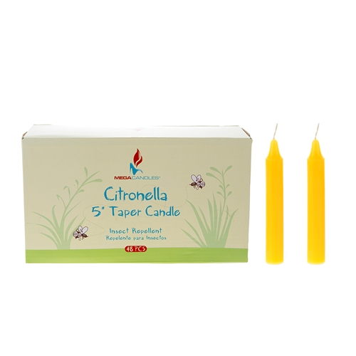 ''5'''' Insect Repelling Citronella Straight Taper CANDLES w/ Designer Box - 48-Pack - Choose Your Colo