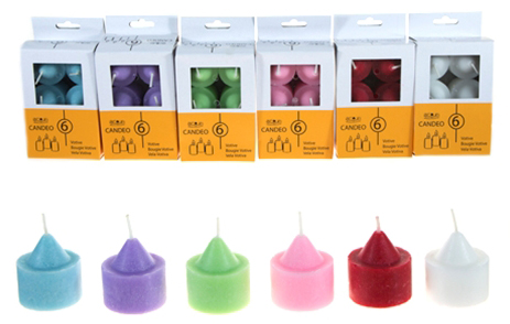 6 pcs Unscented VOTIVE CANDLEs - Asst