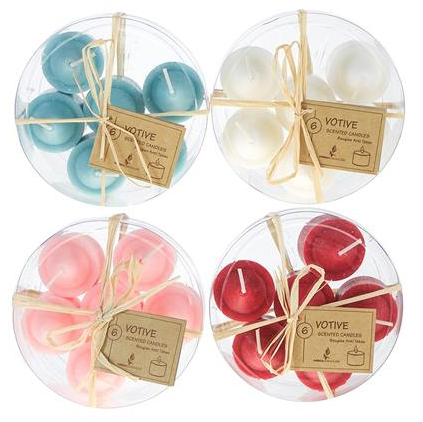 6 pcs Scented VOTIVE CANDLEs - Asst