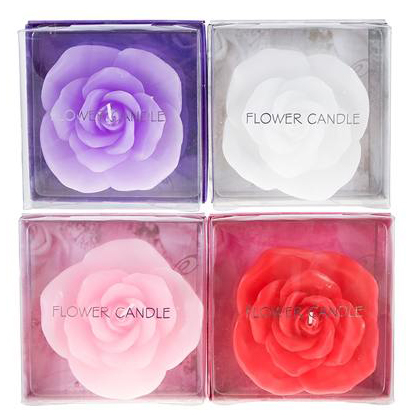 ''3.5'''' Rose Pedal Floating CANDLES in Clear Box- Asst''