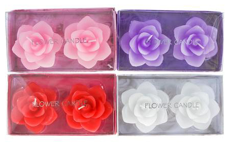 2 pcs Rose Pedal Floating CANDLEs in Clear Box - Asst