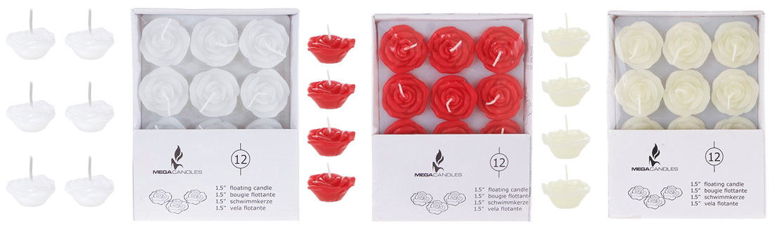 ''1.5'''' Unscented Floating Flower CANDLES in White Box''