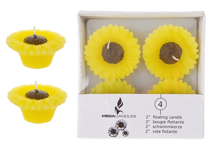 ''2'''' Unscented Floating Sun Flower CANDLE in White Box''