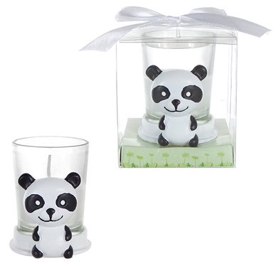 Baby Panda Poly Resin CANDLE Set w/ Gift Box