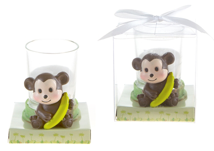 Baby Monkey Poly Resin CANDLE Set w/ Gift Box