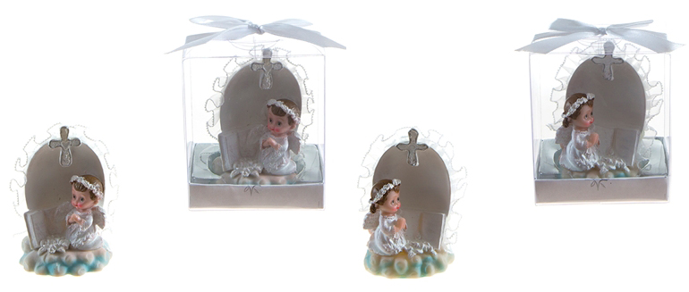 Baby Angel in White Praying Poly Resin