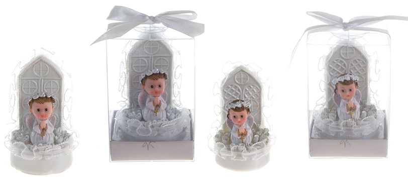 Baby Praying In Rose Garden Poly Resin w/ Gift Box