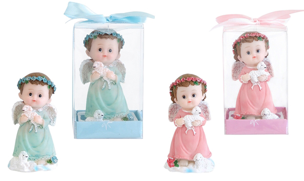 Baby Angel Holding to Baby Lamb Poly Resin w/ GIFT Box