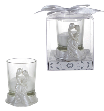 Couple Embracing Poly Resin CANDLE Set w/ Gift Box