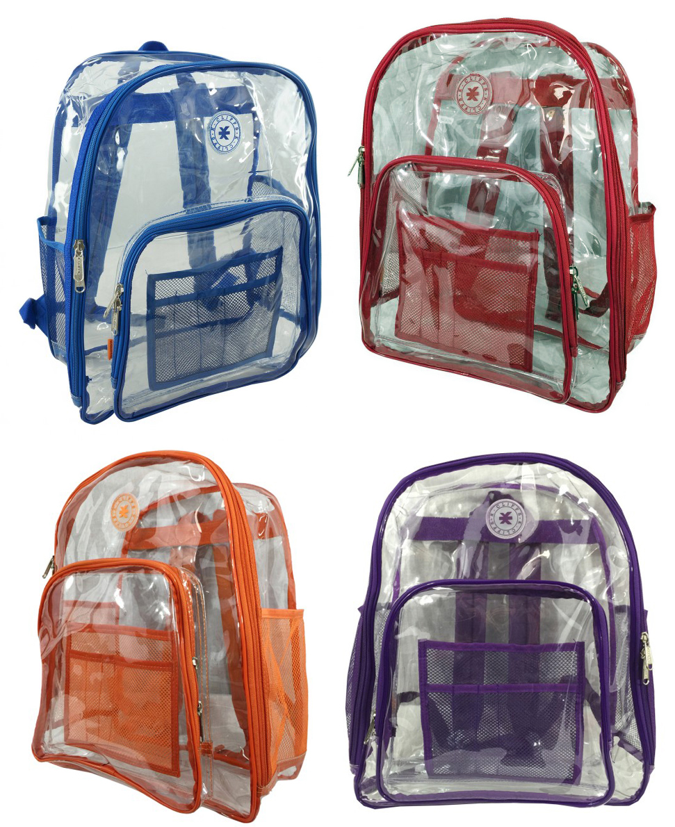 ''17'''' Premium Rip-Stop Clear BACKPACKS - Choose Your Color(s)''