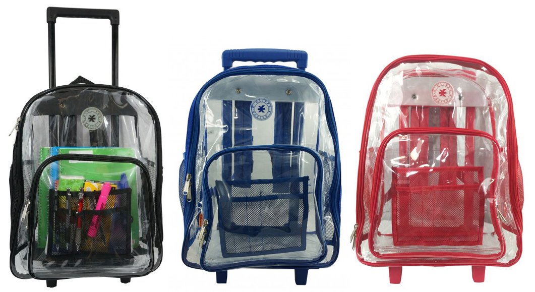 ''17'''' Deluxe Clear Rolling Backpacks''