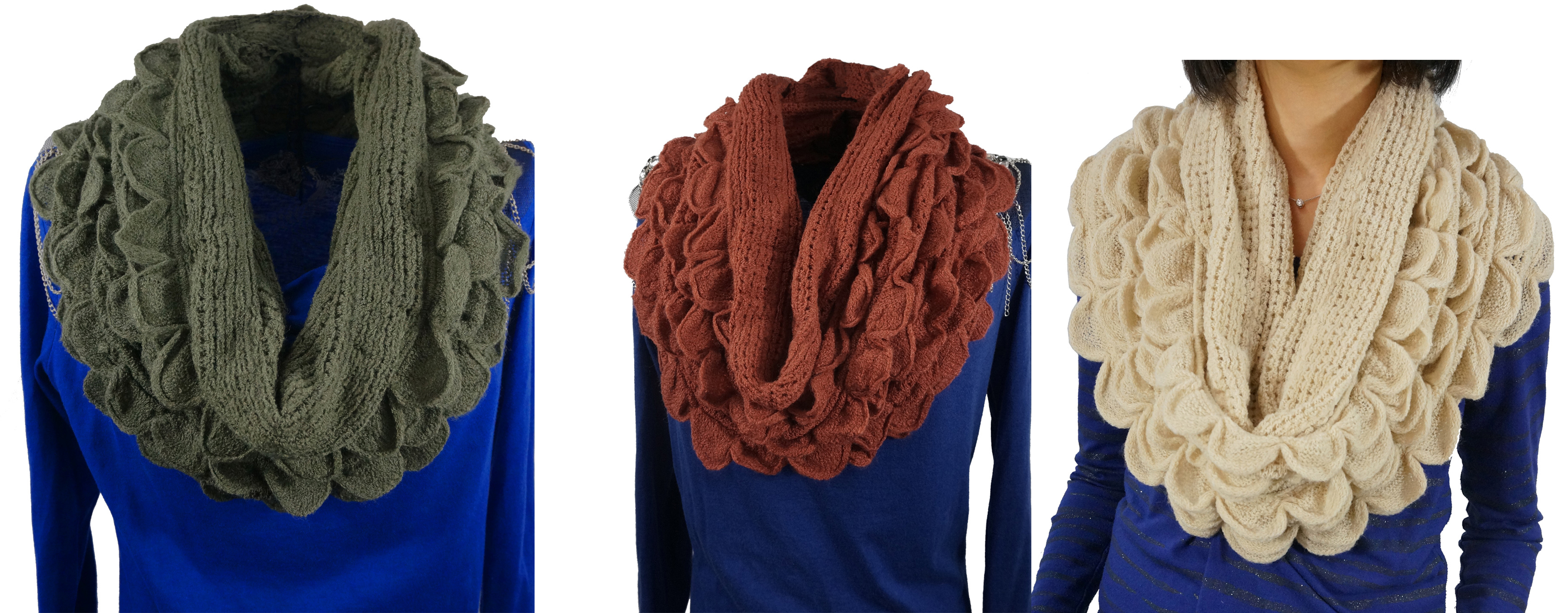 Women's Premium Oversize Soft Ruffle Infinity SCARVES