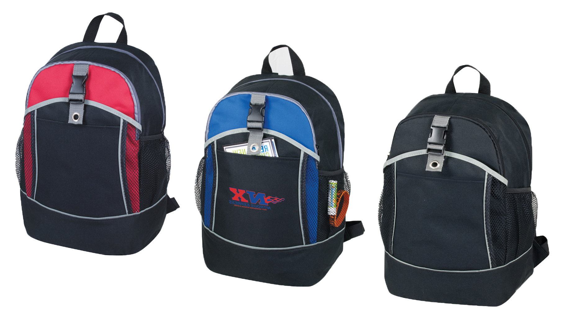 ''17'''' Premium Poly Travel BACKPACKS w/ Mesh Side Pockets - Choose Your Color(s)''