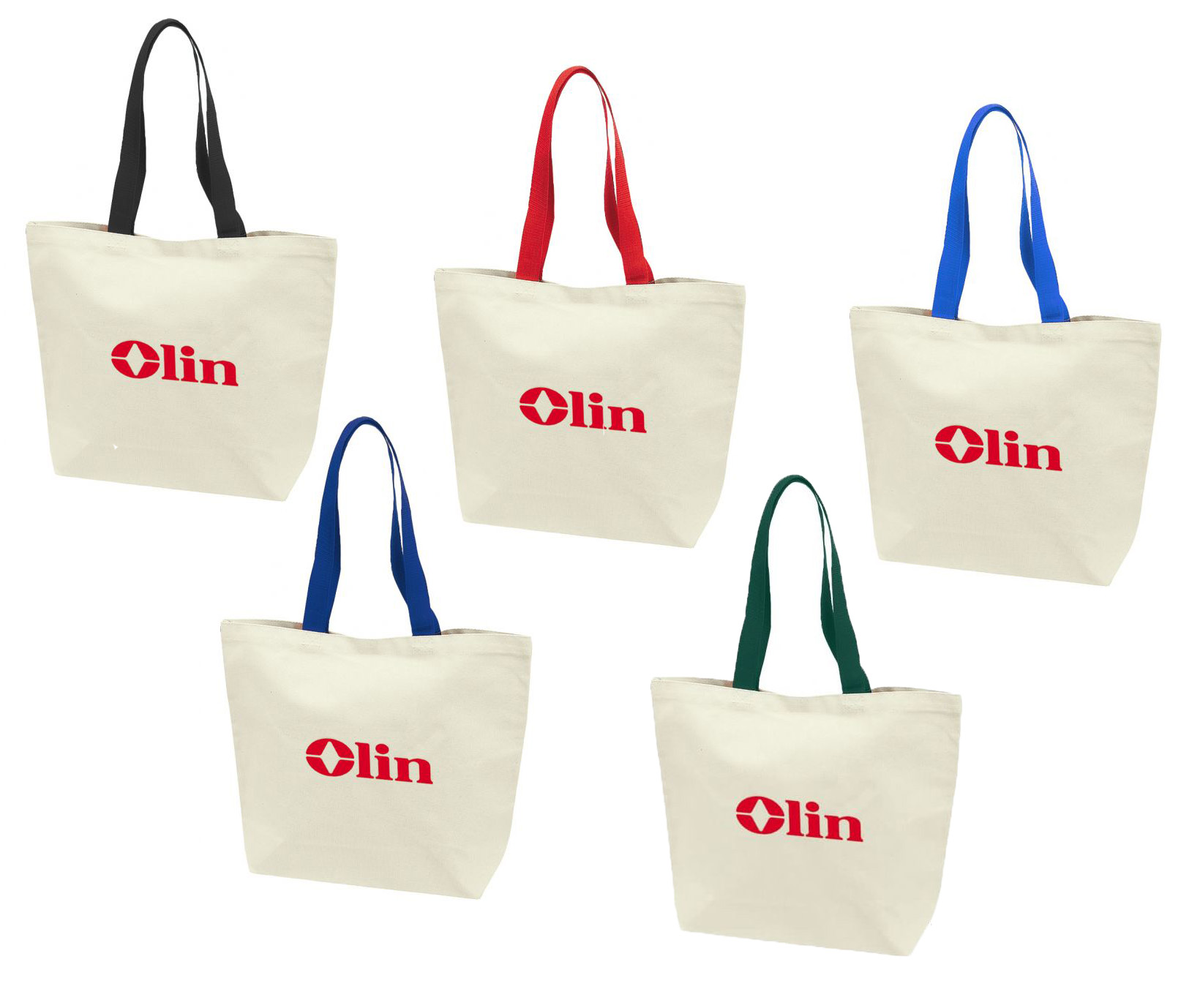 Cotton Tote Bags w/ Two Tone Carrying HANDLEs - Choose Your Color(s)