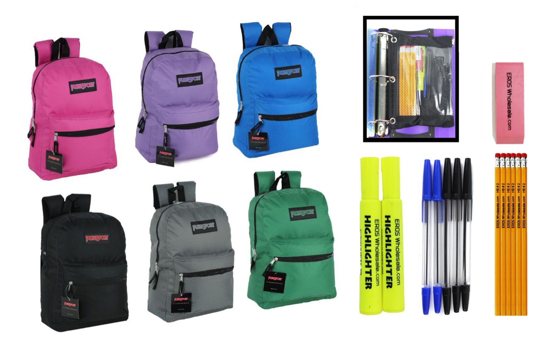 ''15'''' Classic PureSport BACKPACK & High School Supply Kit Sets''