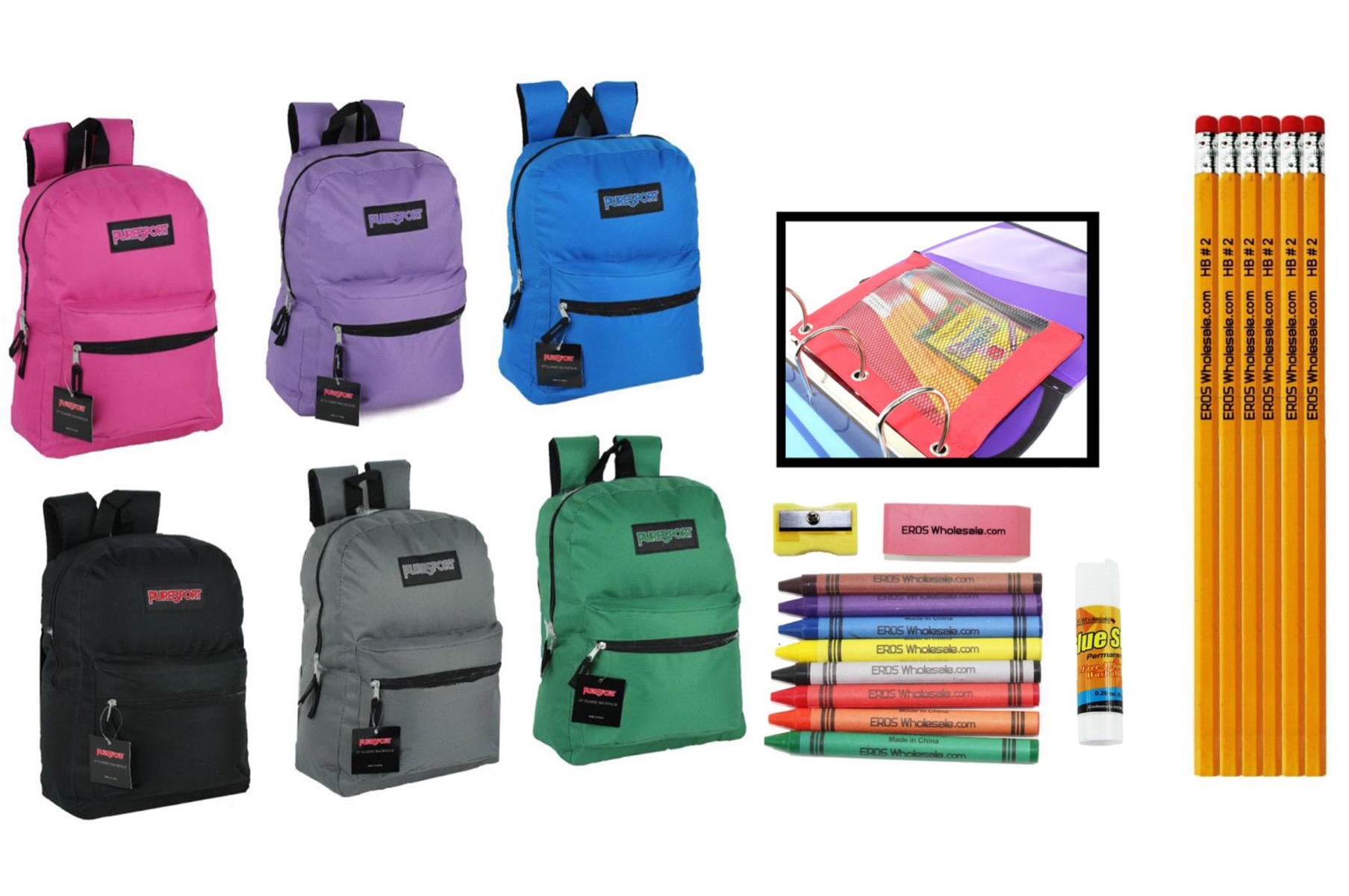 ''15'''' Classic PureSport BACKPACK & Elementary School Supply Kit Sets''