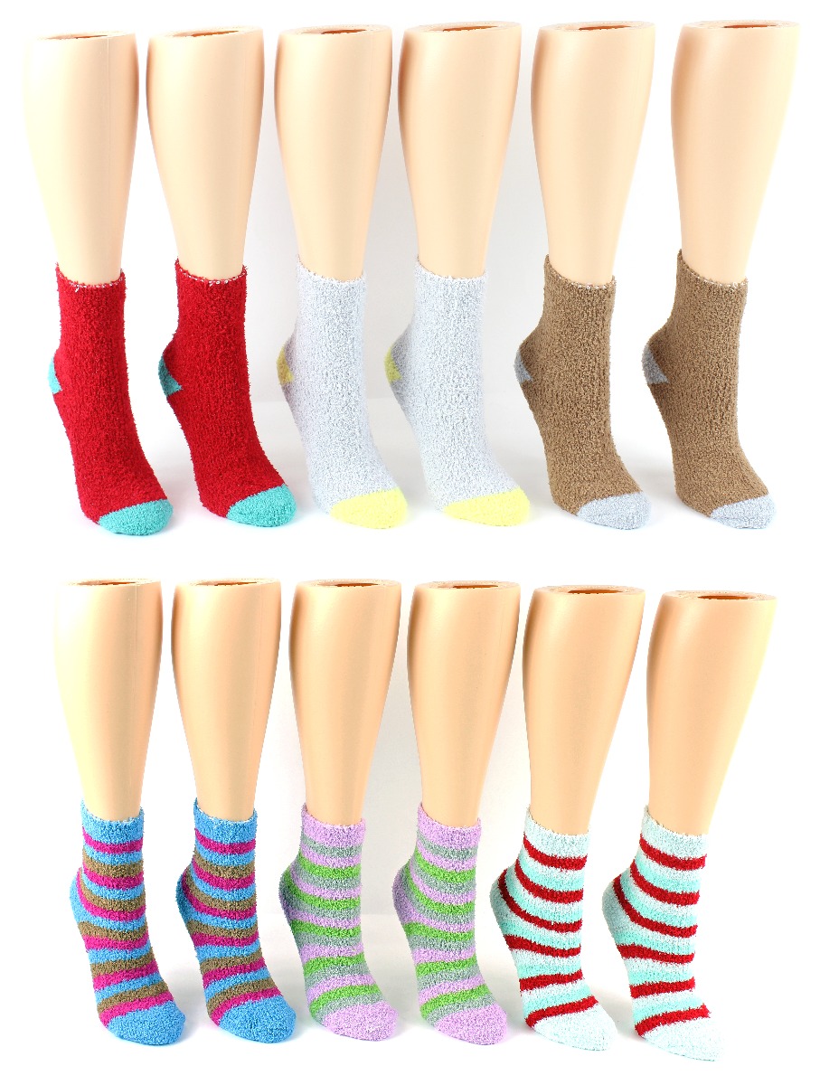 Women's Premium Fuzzy Ankle SOCKS - Assorted Styles - Size 9-11