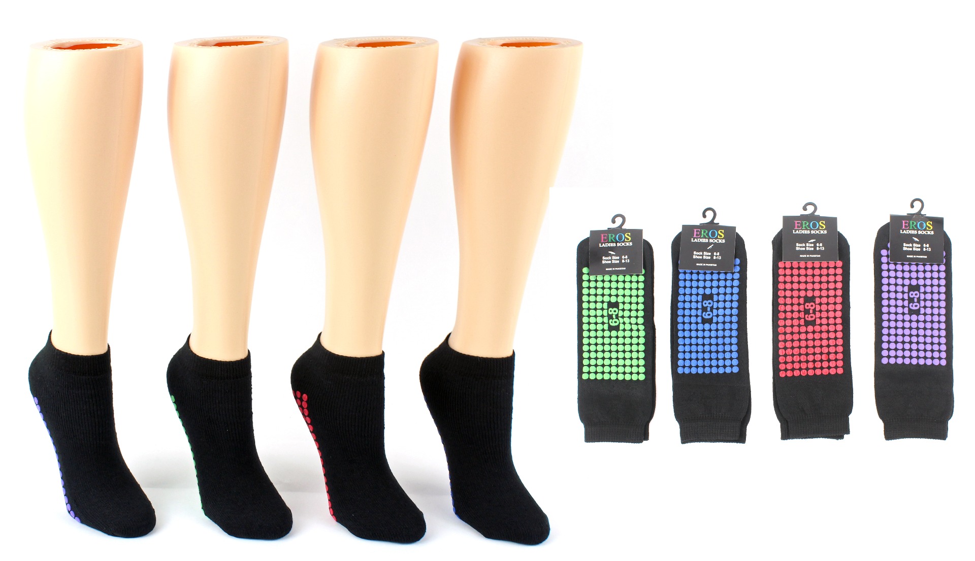 Boy's & Girl's Trampoline Non-Skid Grip SOCKS - Assorted Colors - Sizes 6-8