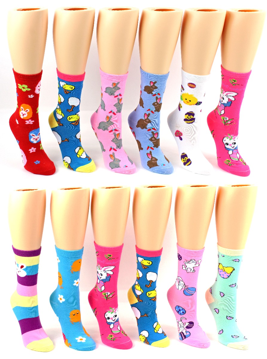 Women's Novelty Crew SOCKS - Easter Prints - Size 9-11