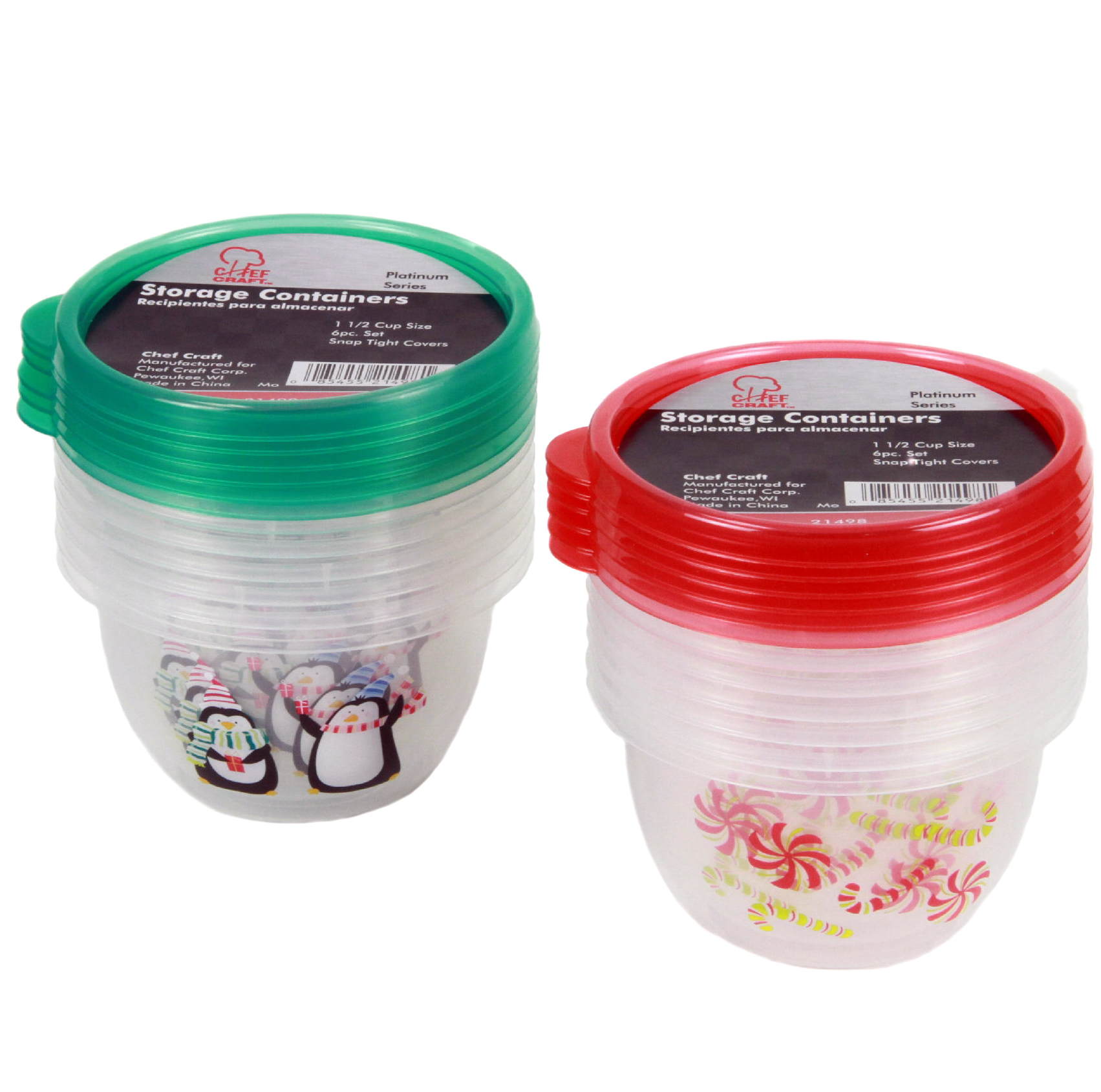 1.5 Cup CHRISTMAS Storage Container - 6-Packs