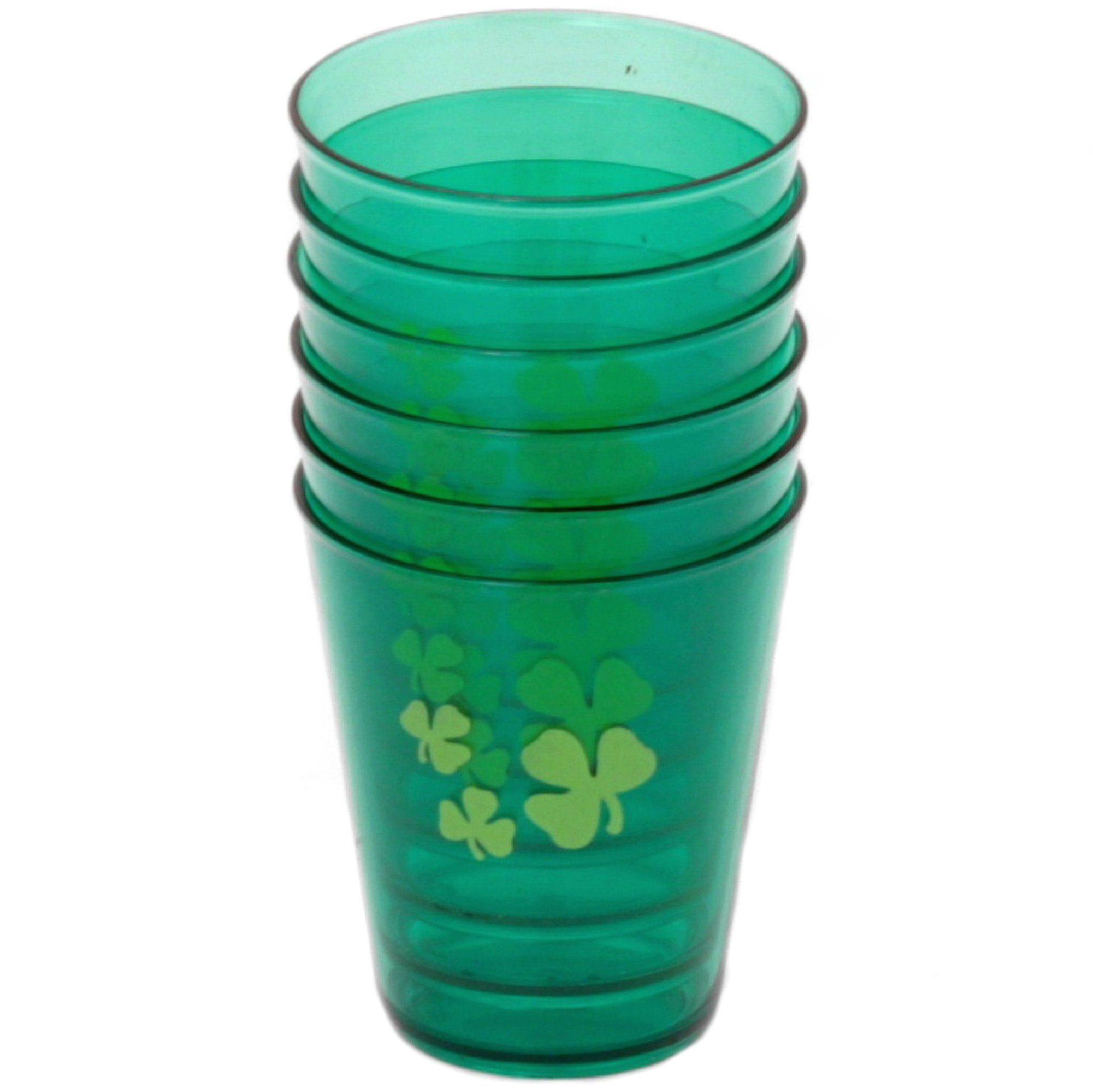 Green Shamrock Plastic Shot Glass