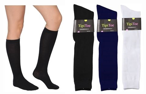 Girl's Knee High SOCKS - Black/White/Navy - Size 6-8 - Choose Your Color(s)